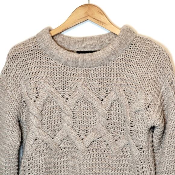 Banana Republic Fisherman Cable Knit Sweater Merino Wool Classic Tan Beige Small - Picture 3 of 14